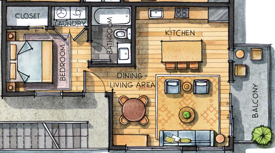Floor plan for unit 201 at Jasmine@Fitzhugh